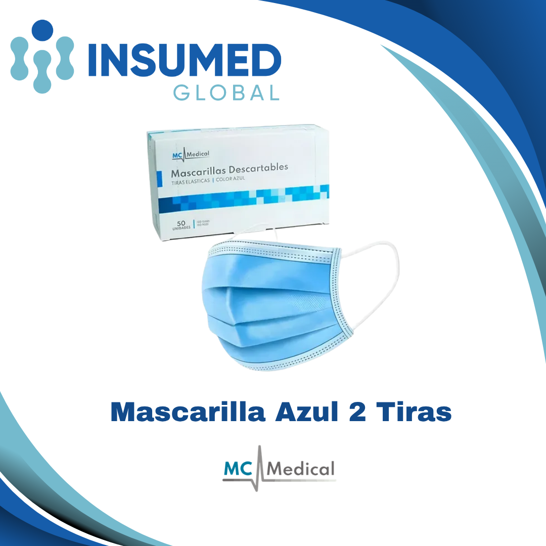 MASCARILLA DESCARTABLE AZUL 2 TIRAS MC MEDICAL