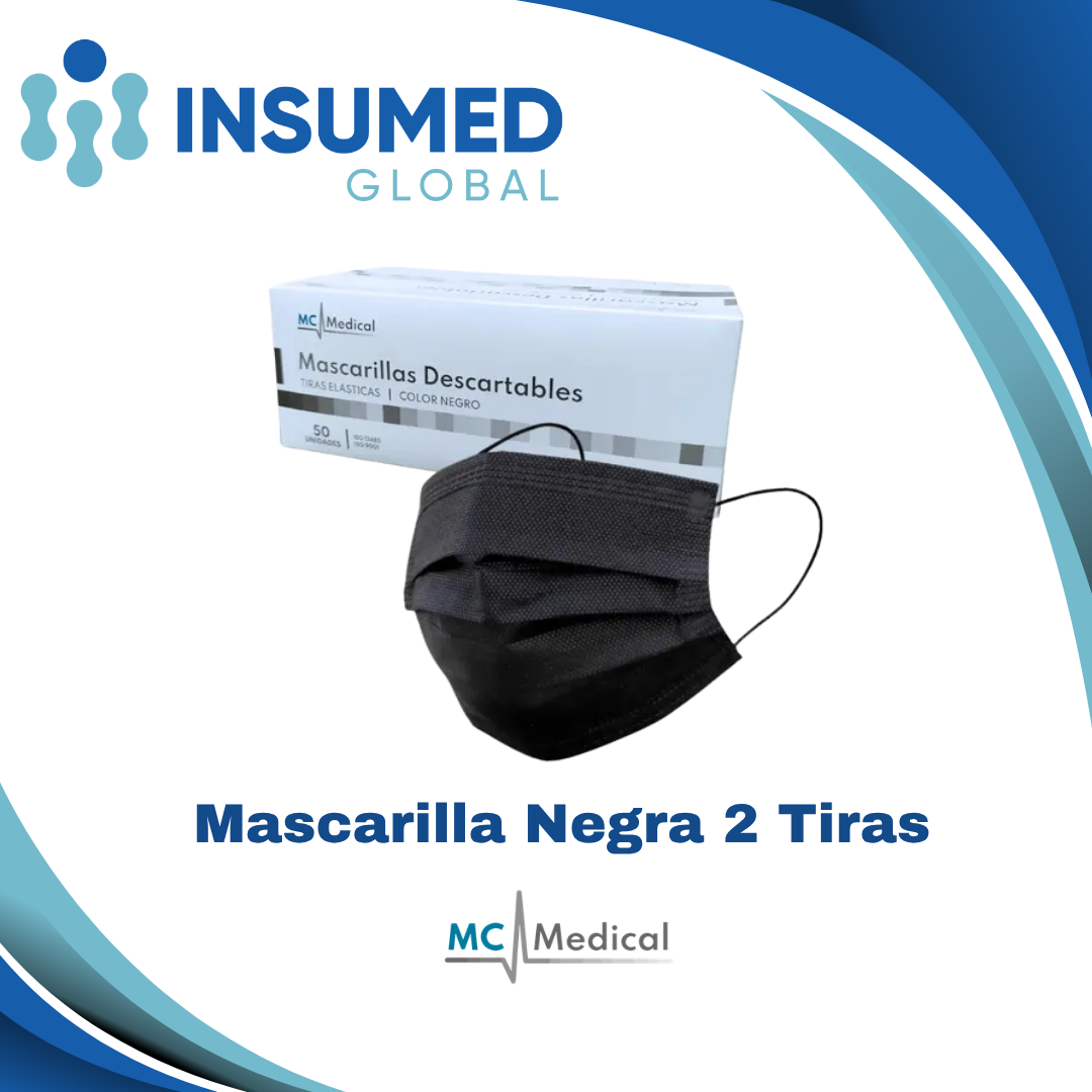 MASCARILLA DESCARTABLE NEGRA 2 TIRAS MC MEDICAL
