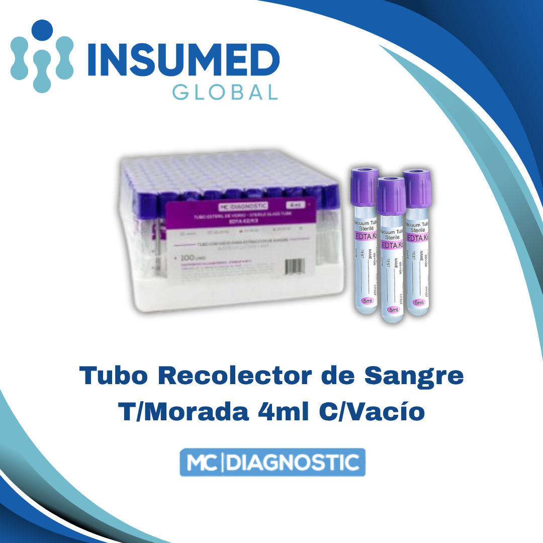 TUBO RECOLECTOR DE SANGRE TAPA MORADA 4ML C/VACIO