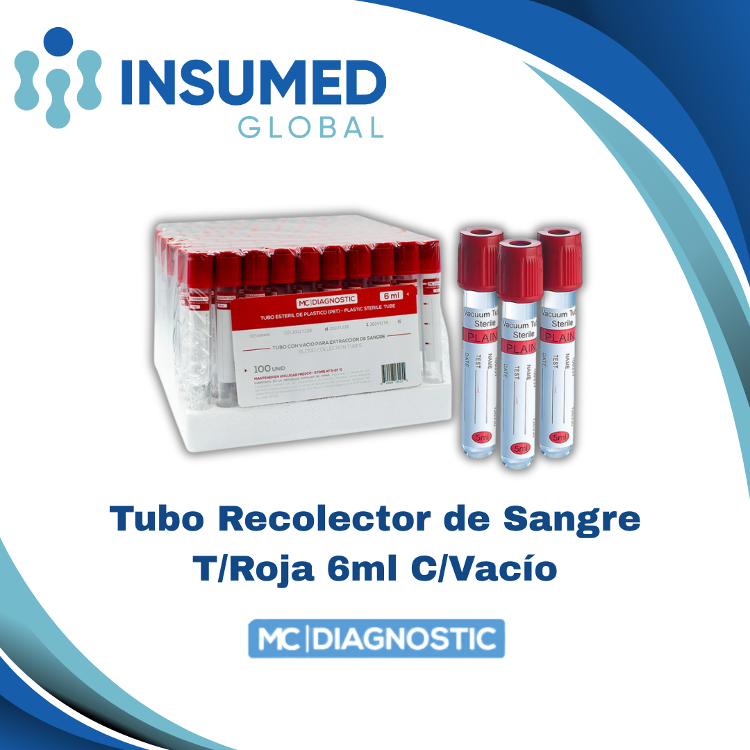 TUBO RECOLECTOR DE SANGRE TAPA ROJA 6ML  C/VACIO
