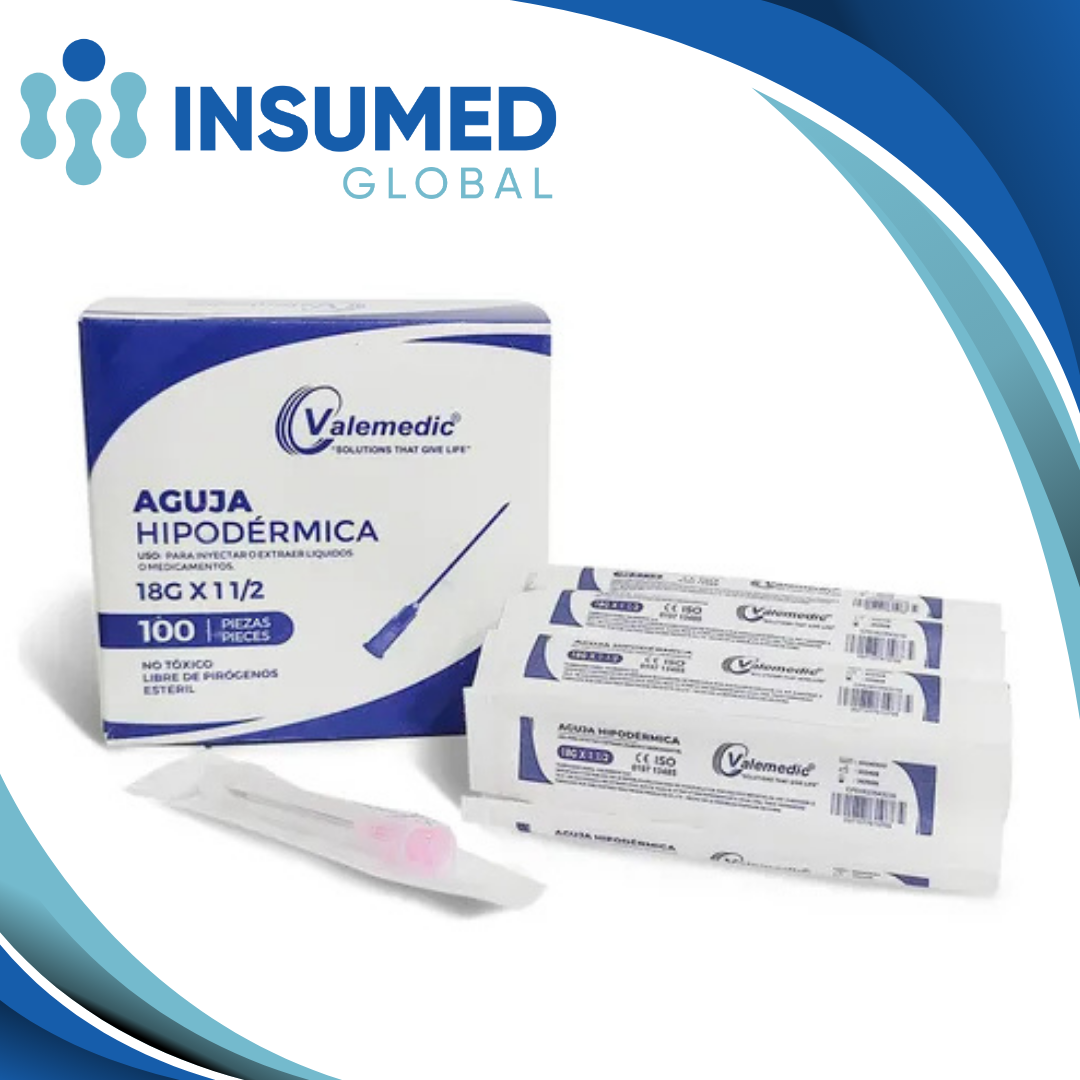 AGUJA HIPODERMICA 18G x 1 1/2 VALEMEDIC
