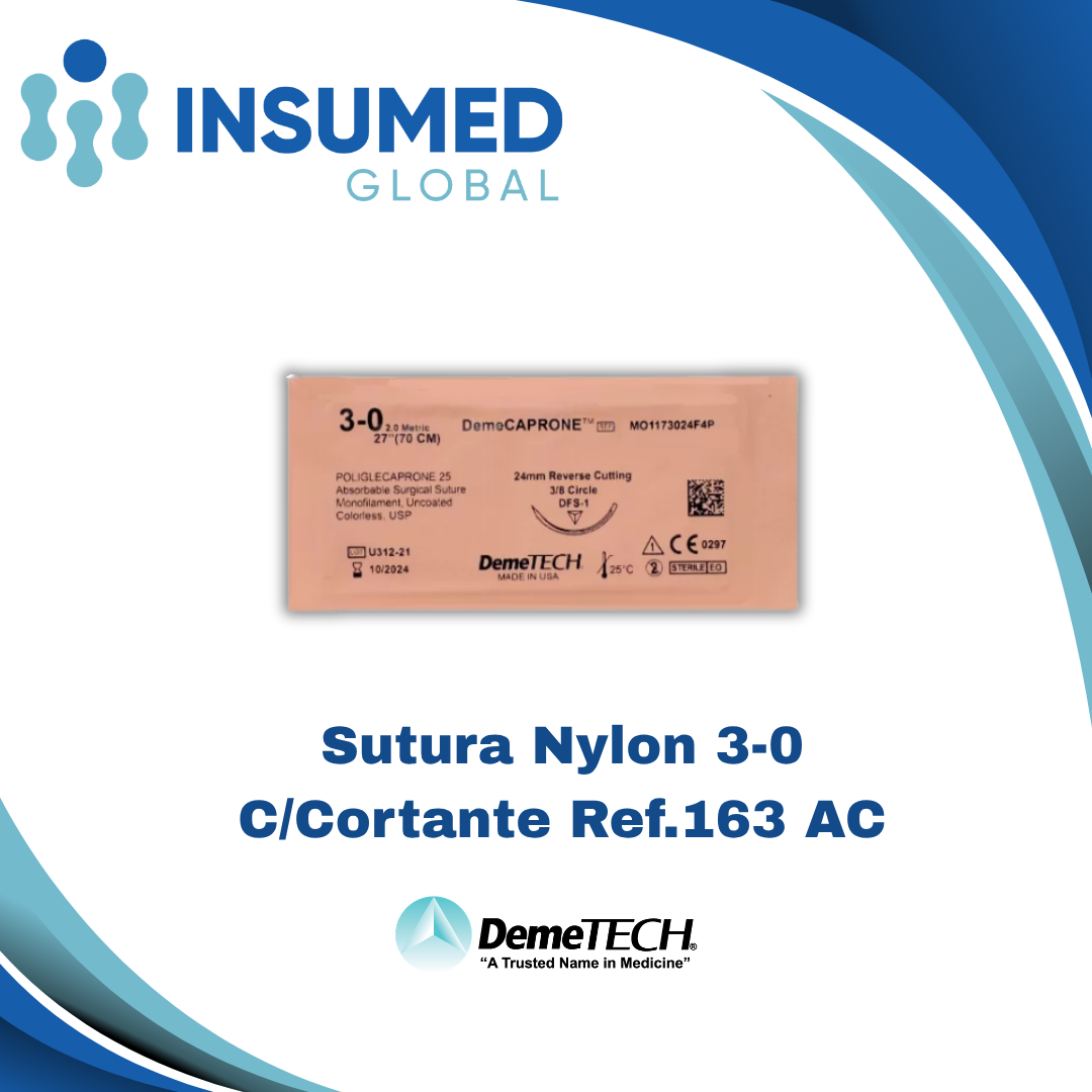 SUTURA NYLON 3-0 REF 163 AC DEMETECH