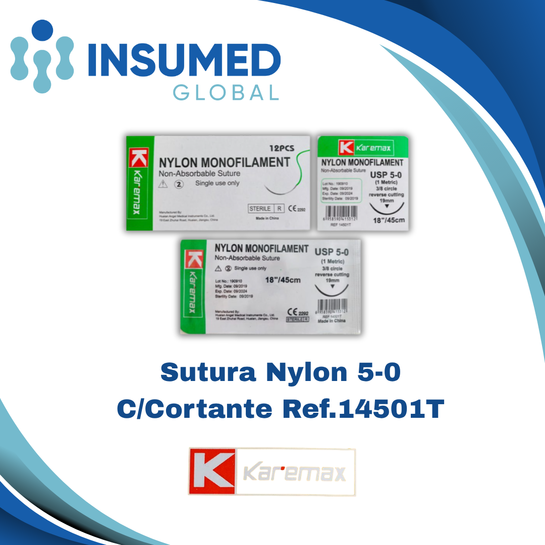 SUTURA NYLON 5-0 REF 14501T AC KAREMAX