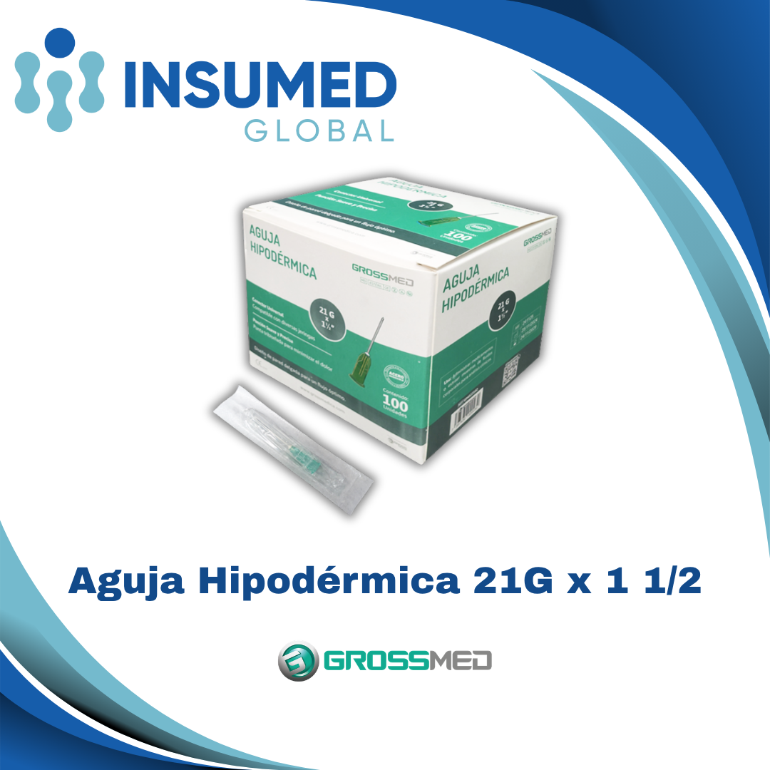 AGUJA HIPODERMICA 21G X 1 1/2 GROSSMED