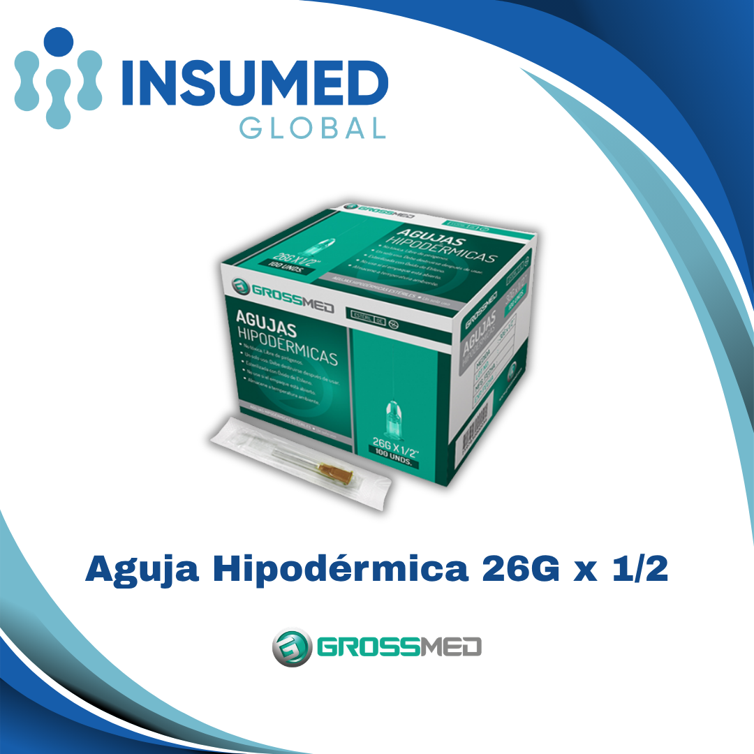 AGUJA HIPODERMICA 26G X 1/2 GROSSMED