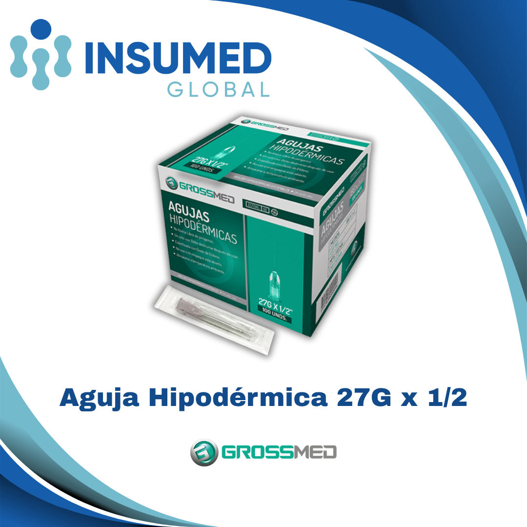 AGUJA HIPODERMICA 27G X 1/2 GROSSMED