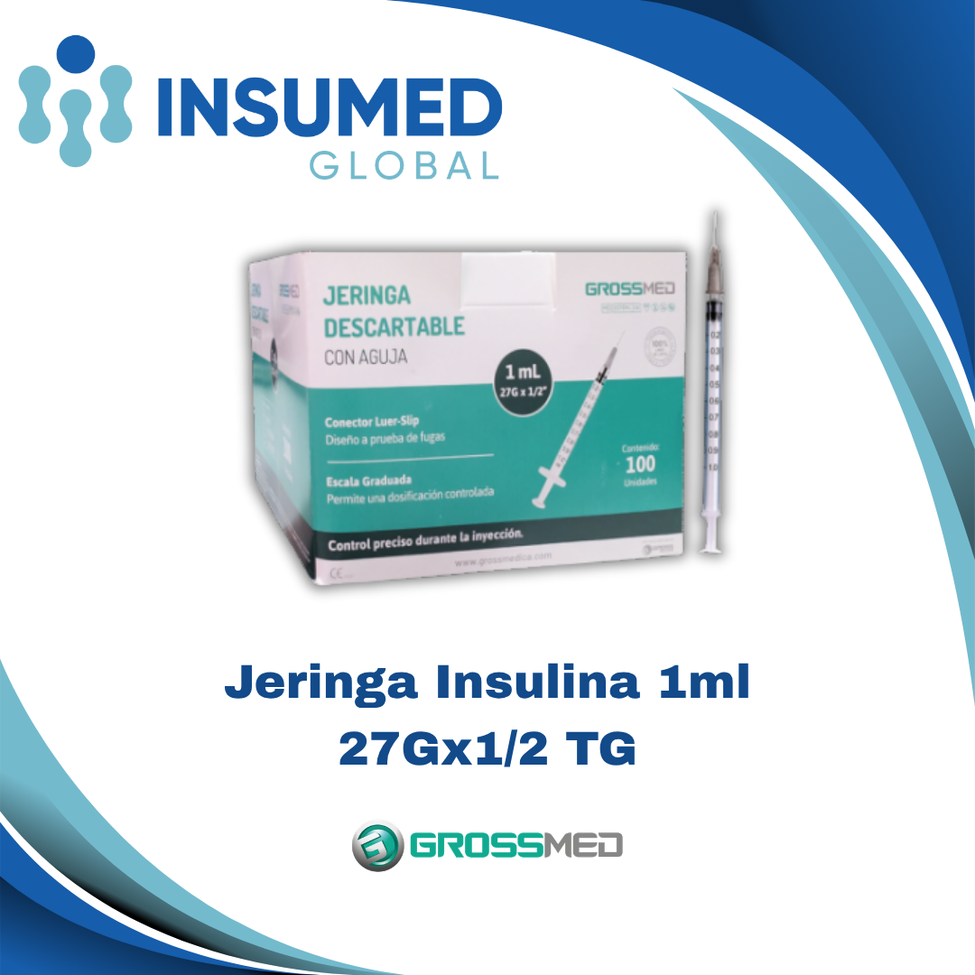 JERINGA INSULINA 1ML 27G*1/2 TAPA GRIS GROSSMED