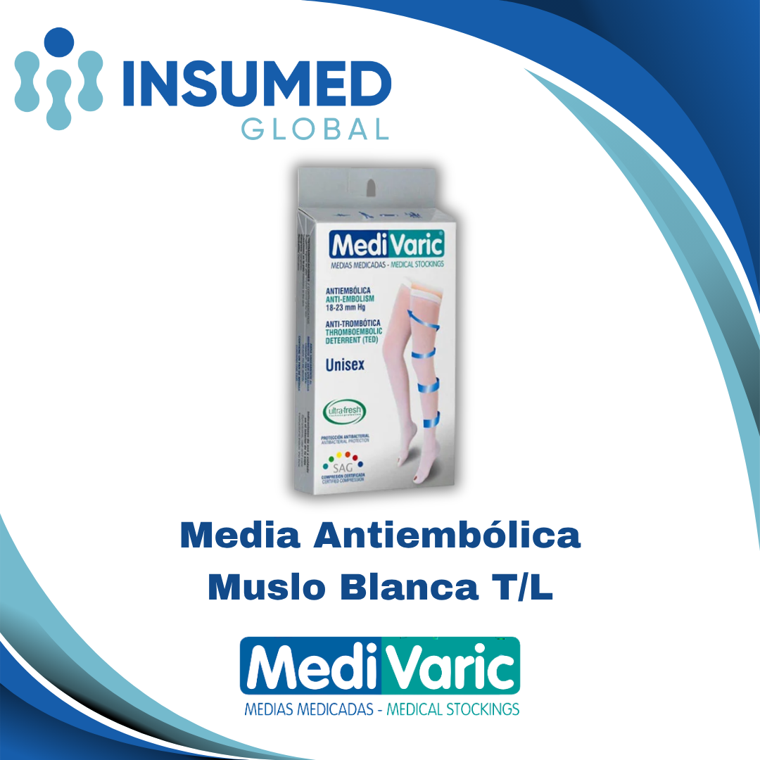 MEDIA ANTIEMBOLICA MUSLO BLANCA T/L MEDIVARIC