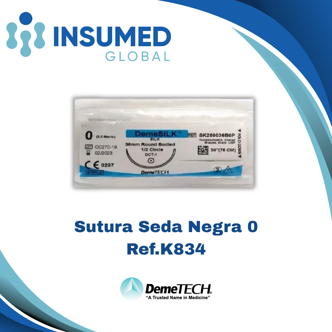 SUTURA SEDA NEGRA 0 K834  DEMETECH
