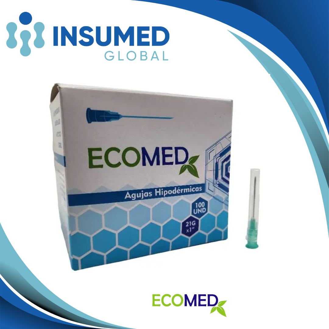 AGUJA HIPODERMICA 21G X 1 ECOMED